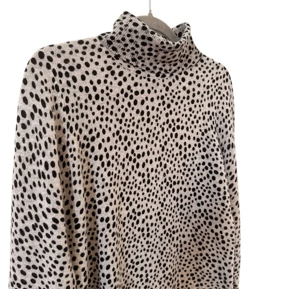 Charter Club Luxury 100% Cashmere Turtleneck Sweater Grey Animal Print Sz Large - Picture 5 of 13